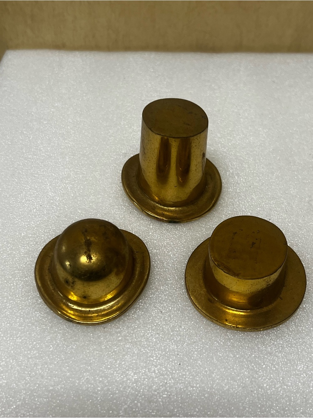 Set of 3 Vintage Brass Top Hat Bottle Openers